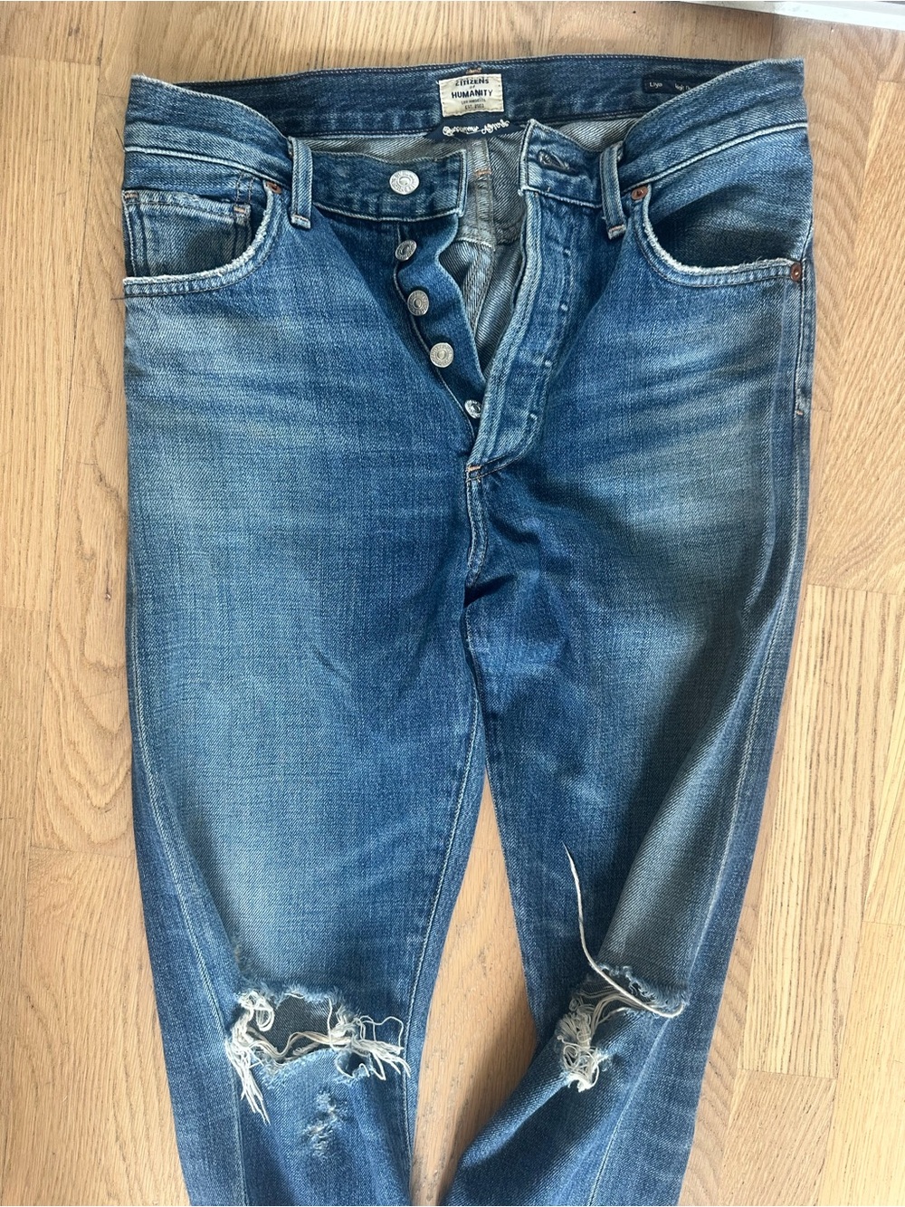 Citizens of Humanity Distressed Blue Boyfriend Jeans